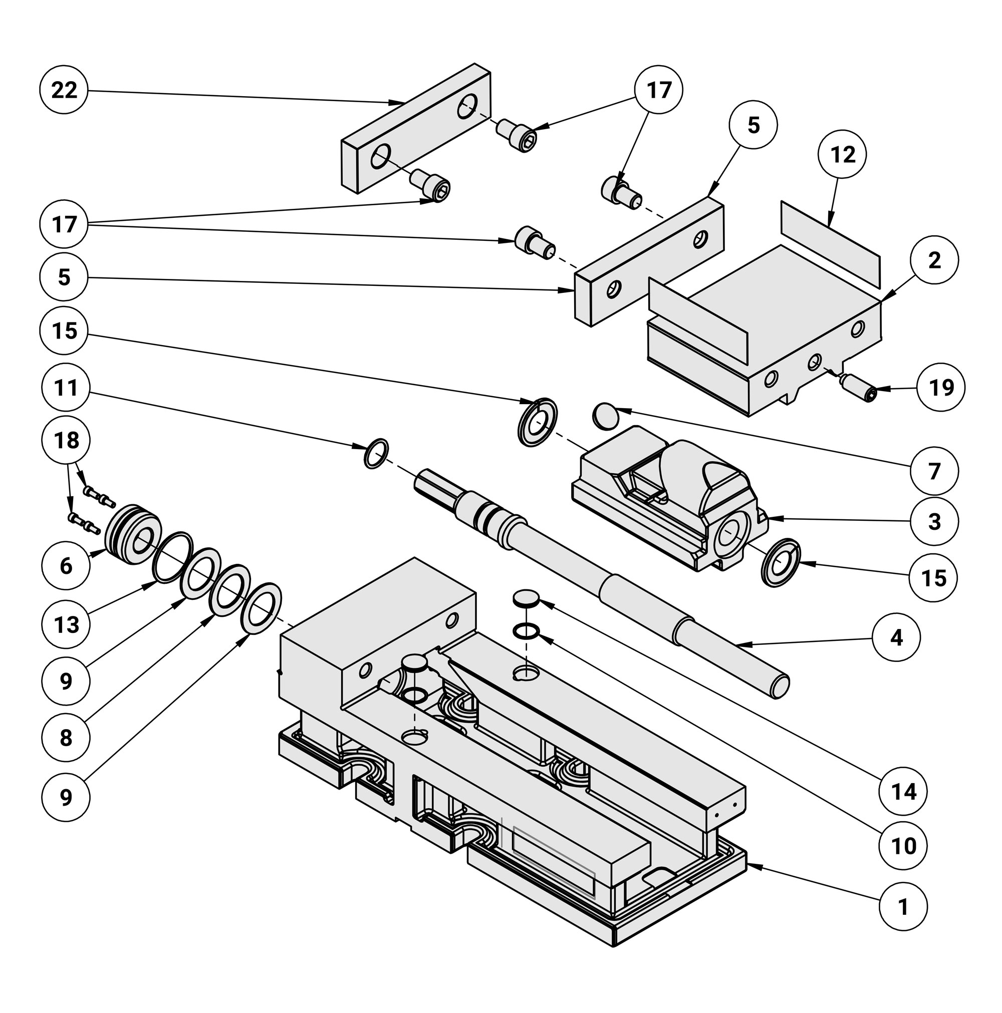 Kurt 3410V Replacement Parts Diagram