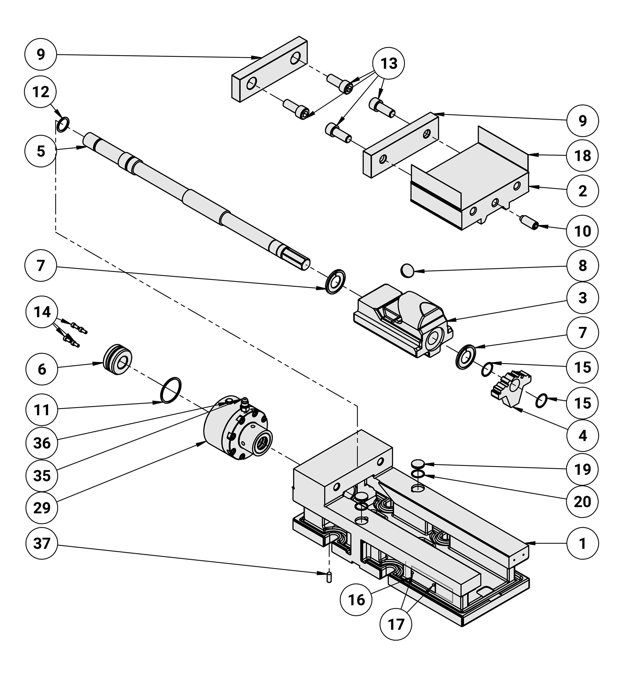 Kurt 3600H Replacement Parts Diagram