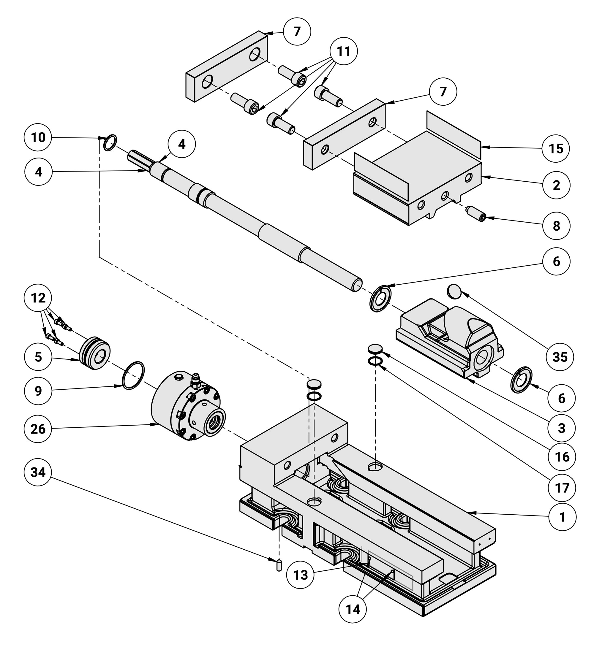 Kurt 3610H Replacement Parts Diagram