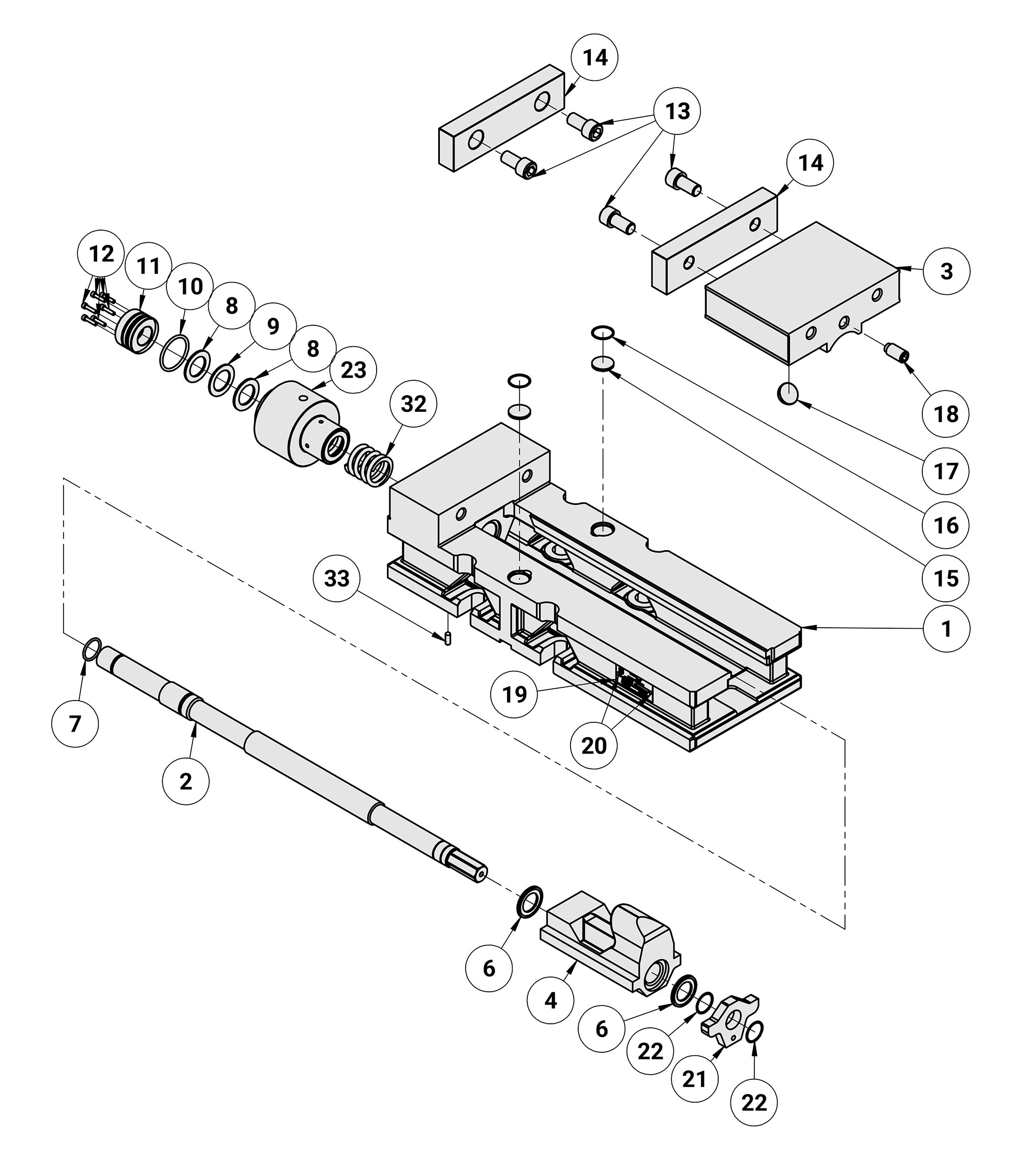 Kurt 3800H Replacement Parts Diagram