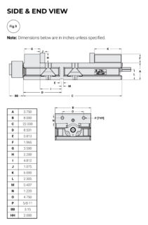 Kurt 3800H Side and End View