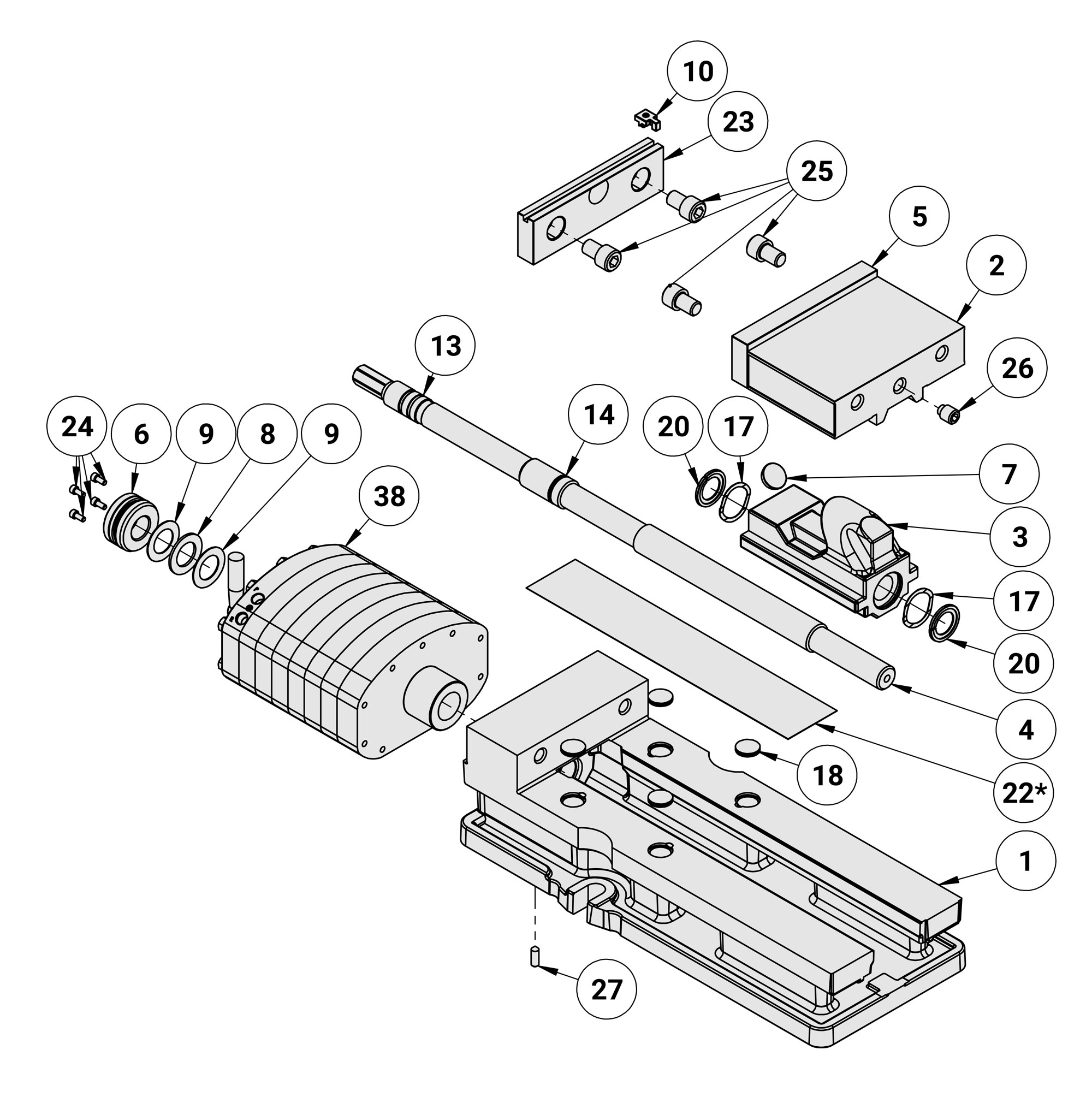 Kurt DX6AR Replacement Parts Diagram