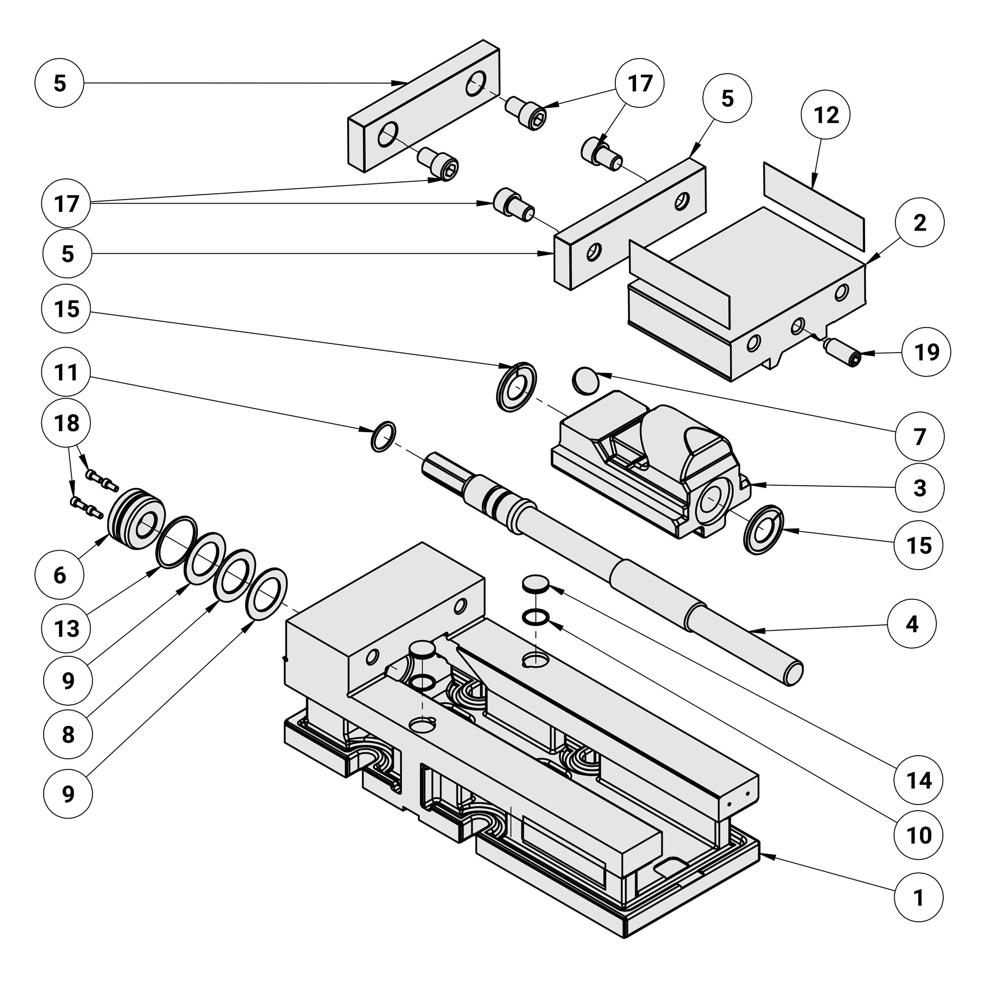 Kurt 3610V Replacement Parts Diagram